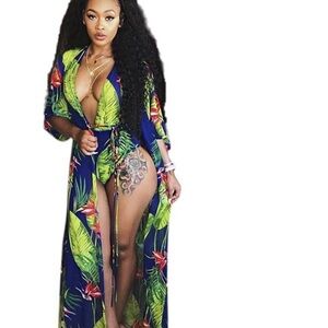 Tropical Print Women's Swim Cover-Up